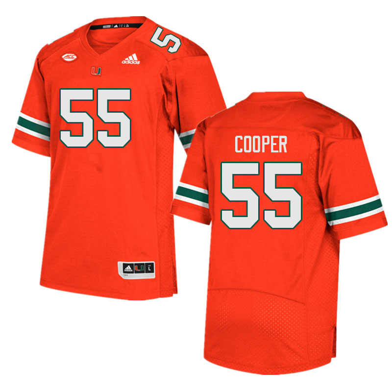 Men #55 Anez Cooper Miami Hurricanes College Football Jerseys Sale-Orange